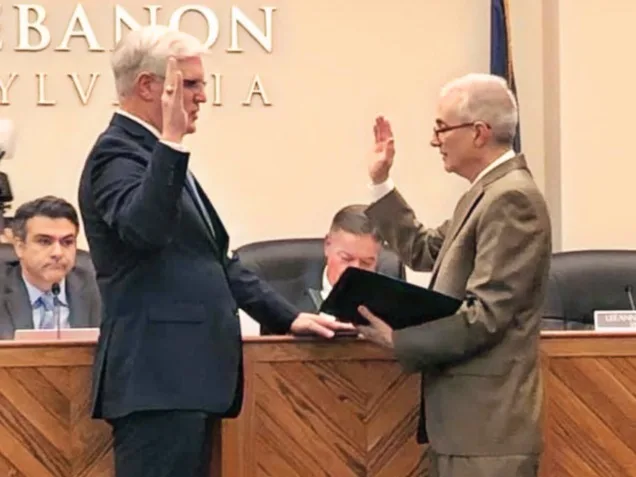 Andrew Flynn taking the oath of office in Mt. Lebanon, Pennsylvania.